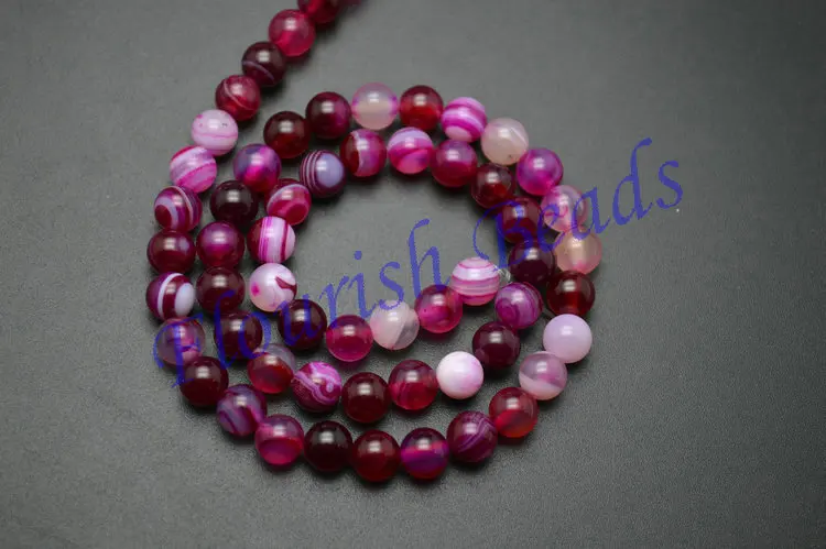High Quality Fushcia Red Banded Agate Beautiful Veins Stone Round Loose Beads 5 strands per lot 6mm 8mm 10mm | Украшения и