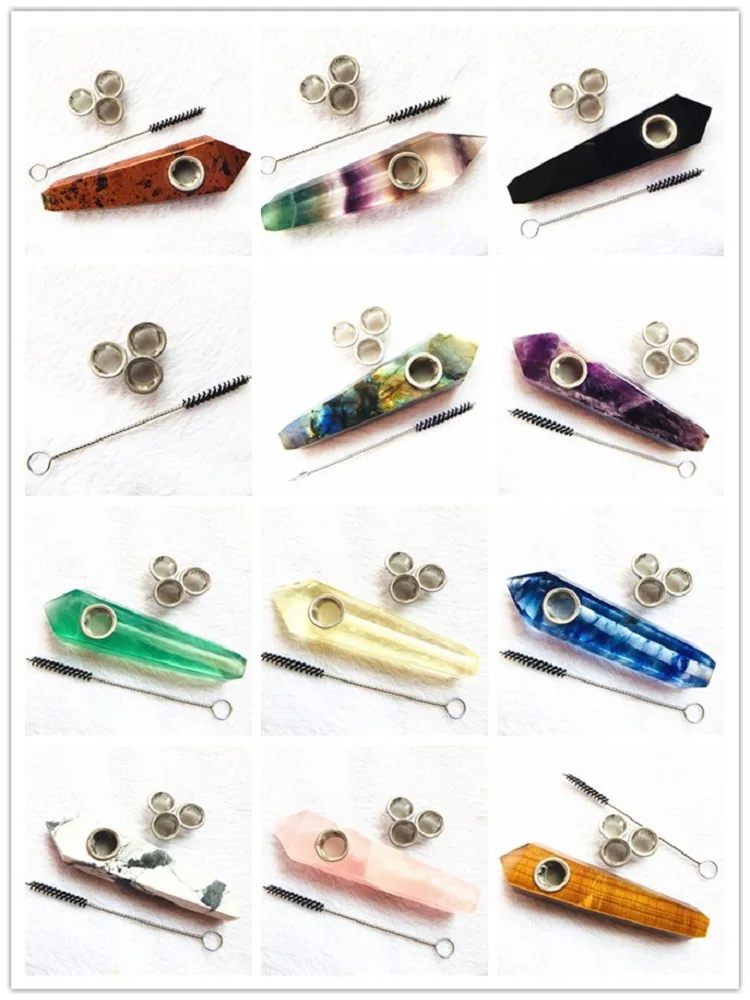 Natural Quartz Smoking Pipe Crystal Point Wand Healing Crystal gemstoneWith Metal Filter wholesale price
Natural Quartz Smoking Pipe Crystal Point Wand Healing Crystal gemstoneWith Metal Filter wholesale price