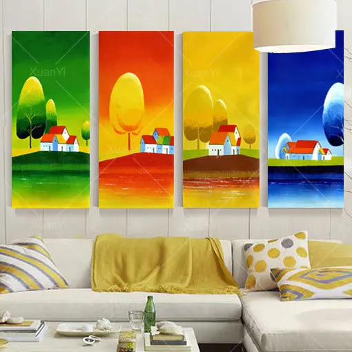 4 Panel Wall Art Season Tree Handmade Oil Painting On Canvas Modern Abstract Landscape Pictures On The Wall Decor(No Frame)
4 Panel Wall Art Season Tree Handmade Oil Painting On Canvas Modern Abstract Landscape Pictures On The Wall Decor(No Frame)