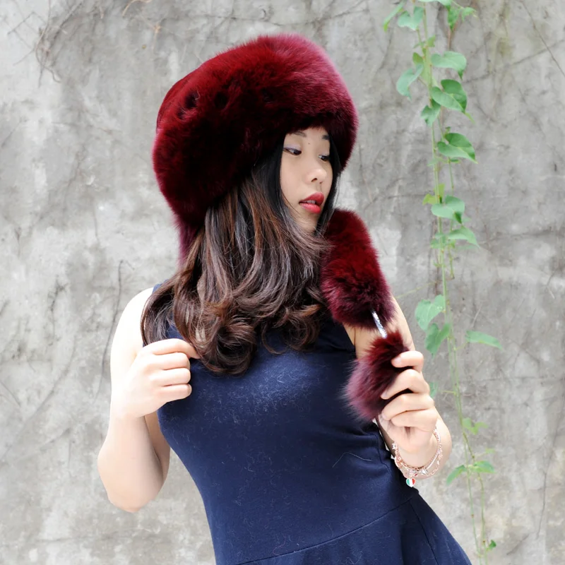 CX-C-175F Good Quality Alibaba Winter Women Hat Warm Fox Fur Lady Russian | Аксессуары для одежды