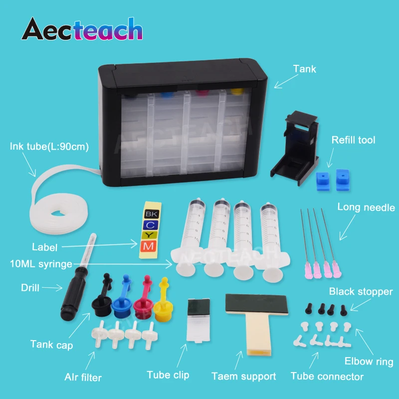 Aecteach Continuous Ink Supply System For HP 122 122XL Ink Cartridge Deskjet 1000 1050 2000 2050s 3000 3050A 3052A 3054 1010
Aecteach Continuous Ink Supply System For HP 122 122XL Ink Cartridge Deskjet 1000 1050 2000 2050s 3000 3050A 3052A 3054 1010