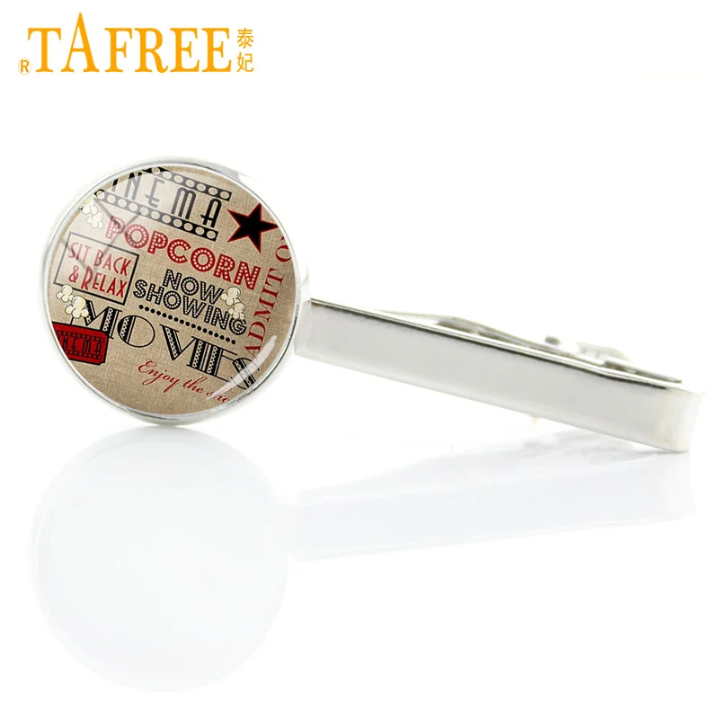 TAFREE кинотеатр постер стеклянный драгоценный камень Зажимы для галстука