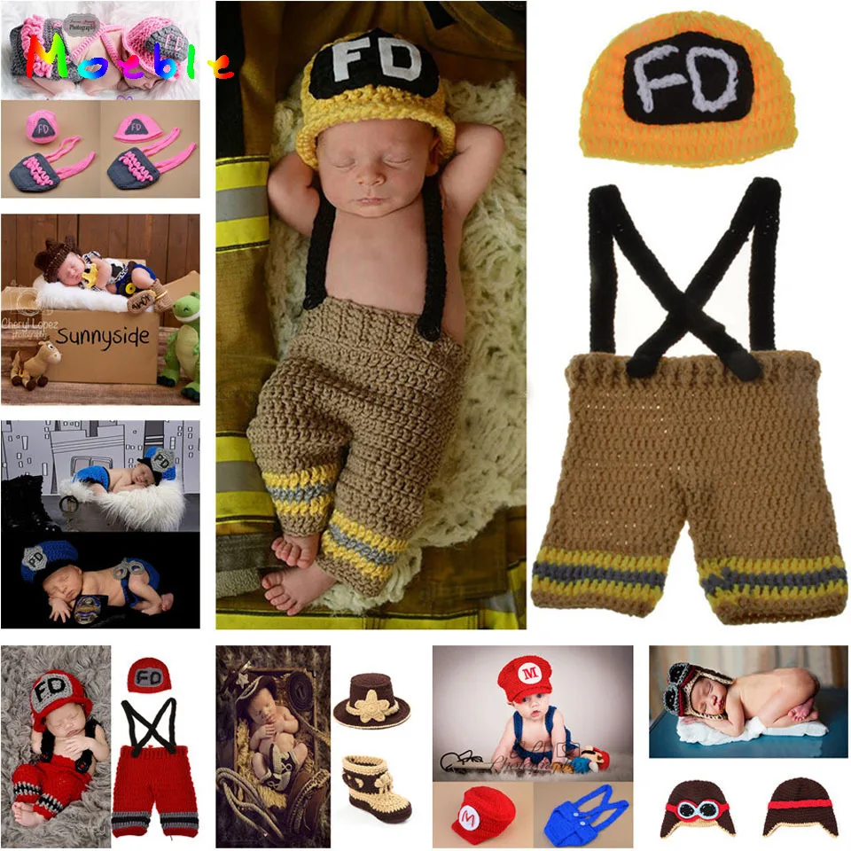 

Photo Prop Baby Girl Firefighter Fireman Hat Ruffled Butt Diaper Cover Set with Suspenders Boots Photography Prop MZS-16003