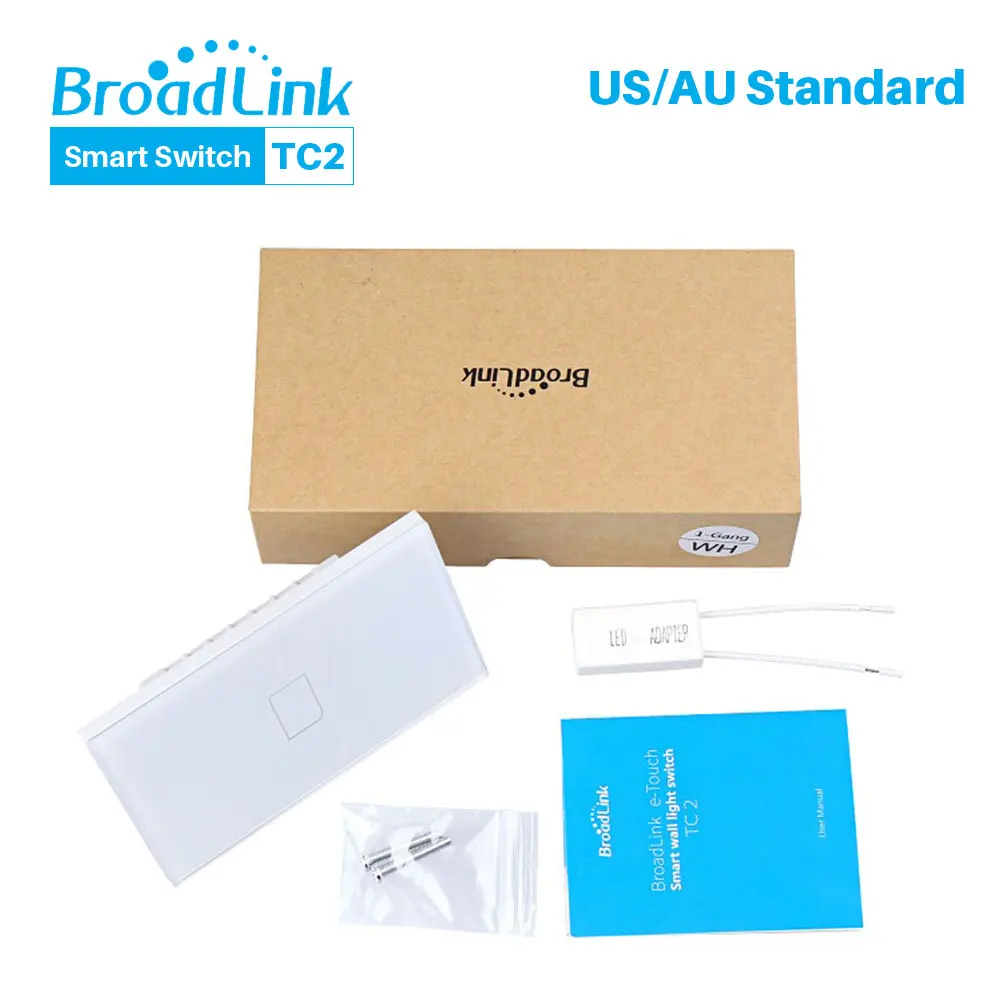 Broadlink TC2 US WiFi Switch 170-240V Led Light Touch Switch Panel Smart Home Automation Via RM Pro+ By Smartphone APP Control
Broadlink TC2 US WiFi Switch 170-240V Led Light Touch Switch Panel Smart Home Automation Via RM Pro+ By Smartphone APP Control