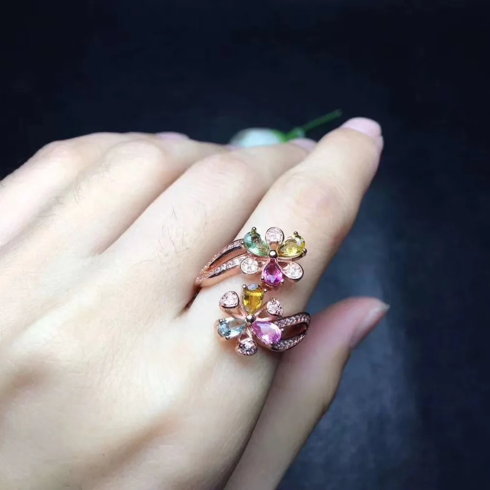 Fashion flowers Adjustable size Natural tourmaline Ring S925 Silver Natural gemstone Ring Women party gift Jewelry
Fashion flowers Adjustable size Natural tourmaline Ring S925 Silver Natural gemstone Ring Women party gift Jewelry