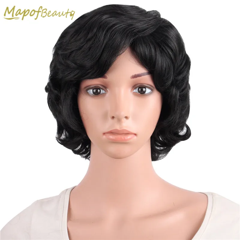 Короткие волнистые волосы MapofBeauty 10 дюймов темно черный коричневый Серебряный