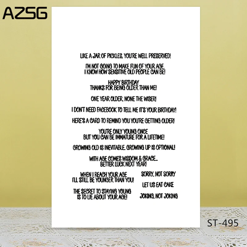 AZSG Happy Birthday Word Clear Stamps/Seals For DIY Scrapbooking/Card Making/Album Decorative Silicone Stamp Crafts
AZSG Happy Birthday Word Clear Stamps/Seals For DIY Scrapbooking/Card Making/Album Decorative Silicone Stamp Crafts