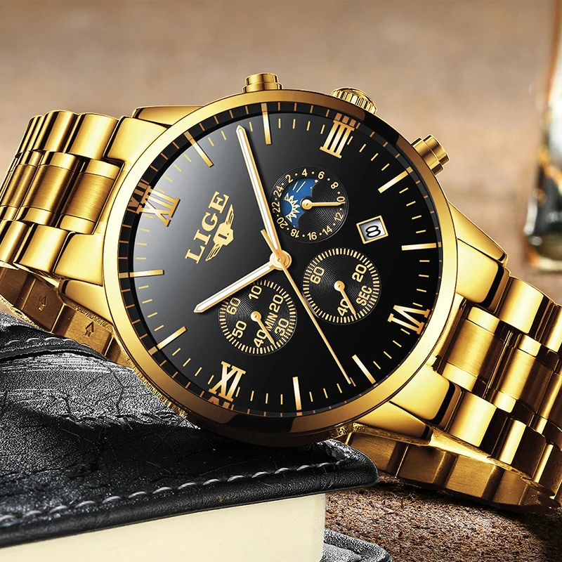 LIGE New Luxury Brand Mens Sports Watch Gold Full Steel Quartz Watches Men Date Waterproof Military Clock Man relogio masculino
LIGE New Luxury Brand Mens Sports Watch Gold Full Steel Quartz Watches Men Date Waterproof Military Clock Man relogio masculino