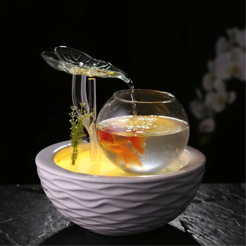 Creativity Table Top Water Fountain Small Fish Tank Round White Glass Aquarium Indoor Office Desktop Decoration Waterfall Kit
Creativity Table Top Water Fountain Small Fish Tank Round White Glass Aquarium Indoor Office Desktop Decoration Waterfall Kit