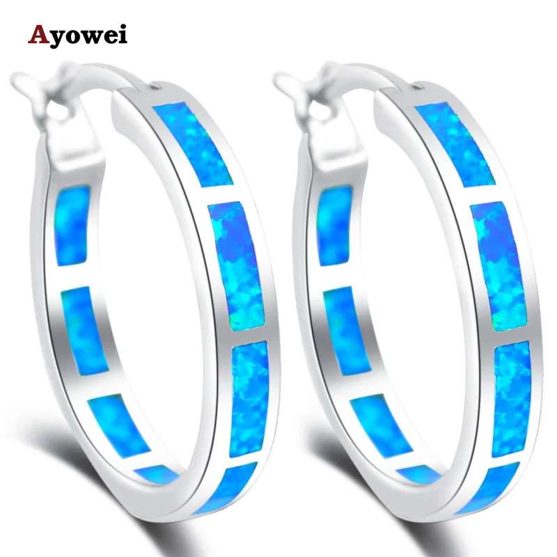 925 Sterling silver wedding gift Round earrings Blue Fire Opal Silver Hoop Earrings Fashion Jewelry SE33A
925 Sterling silver wedding gift Round earrings Blue Fire Opal Silver Hoop Earrings Fashion Jewelry SE33A