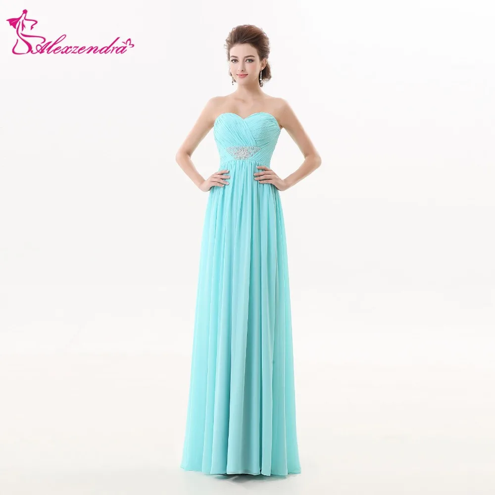 

Alexzendra Light Blue A Line Chiffon Prom Dresses Custom Made Beaded Sweetheart Prom Gowns Party Dress