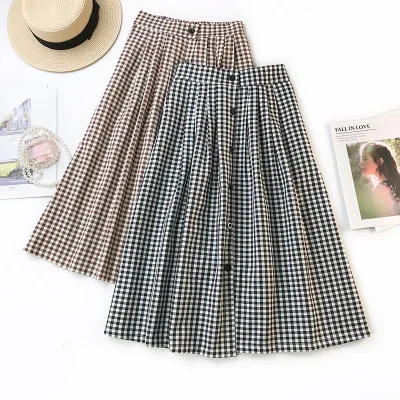 Fashion Spring Summer Women Skirt Casual Polyester Lattice High waist skirt Retro Single-breasted Streetwear long Umbrella skirt
Fashion Spring Summer Women Skirt Casual Polyester Lattice High waist skirt Retro Single-breasted Streetwear long Umbrella skirt