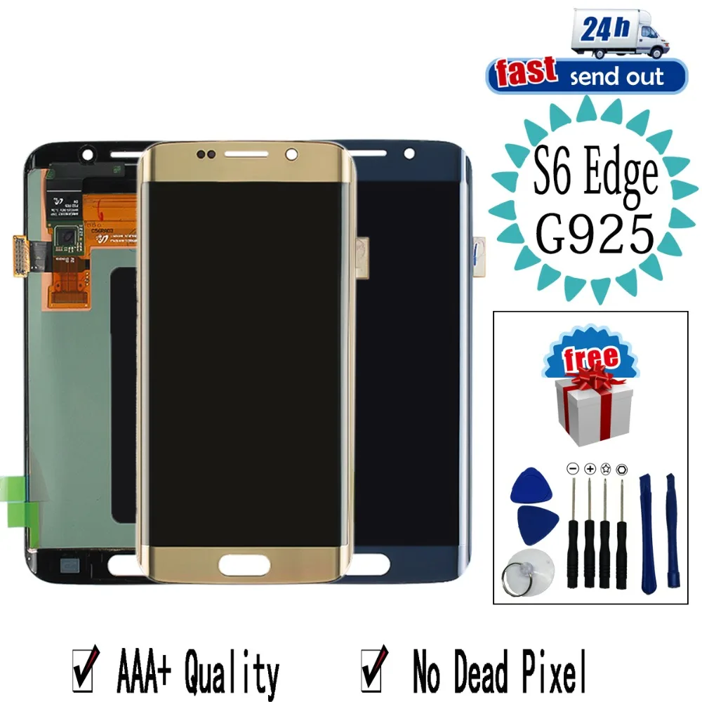 Фото ЖК дисплей AMOLED для SAMSUNG Galaxy S6 edge G925 G925F сенсорный экран протестирован дигитайзер в