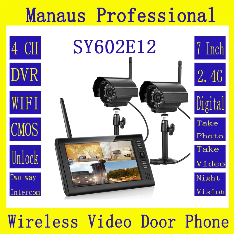 High Quality 7 inch TFT Digital Monitor 2.4G Wireless Video Door Phone 4CH DVR Security Kit With Two IR Night Light IP66 Cameras
High Quality 7 inch TFT Digital Monitor 2.4G Wireless Video Door Phone 4CH DVR Security Kit With Two IR Night Light IP66 Cameras