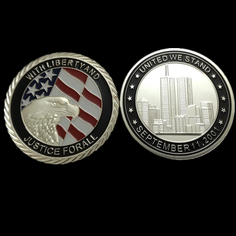 50 pcs Non Magne 2001 commemorative coin collectible September 11th America souvenir silver plated United States 911 eagle coins
50 pcs Non Magne 2001 commemorative coin collectible September 11th America souvenir silver plated United States 911 eagle coins