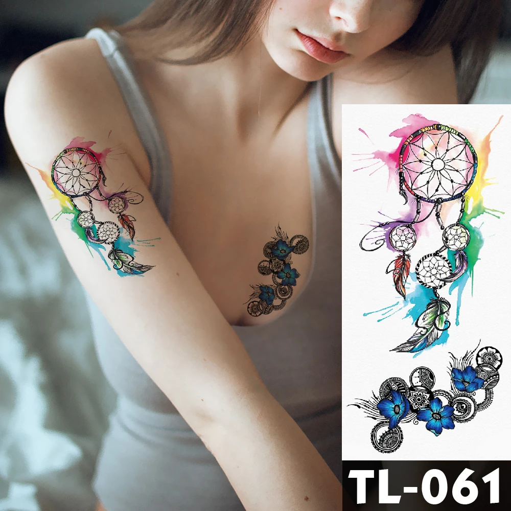 Water Transfer Colorful dream catcher Temporary Tattoo Sticker Blue flower vine Pattern body art Waterproof Fake Flash Tattoo
Water Transfer Colorful dream catcher Temporary Tattoo Sticker Blue flower vine Pattern body art Waterproof Fake Flash Tattoo