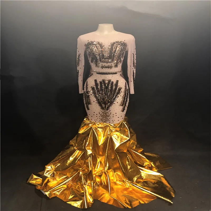 K6 Golden trailing dress singer performance long skirt female ballroom dance costumes dj outfit sexy catwalk wears cloth prom ds
K6 Golden trailing dress singer performance long skirt female ballroom dance costumes dj outfit sexy catwalk wears cloth prom ds