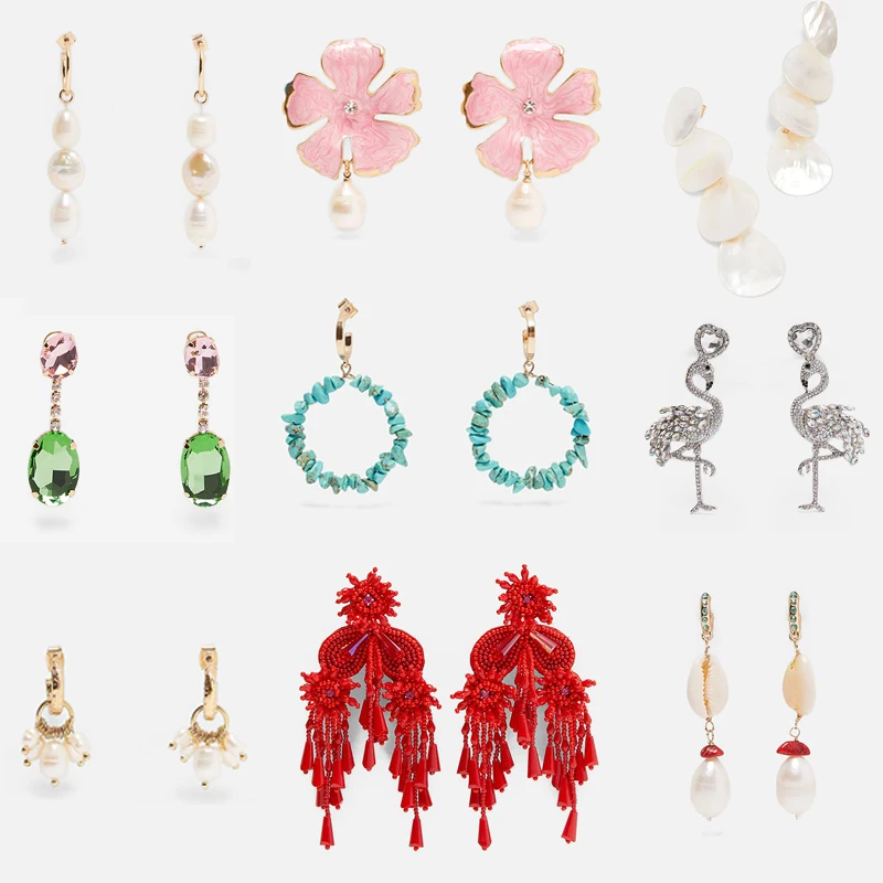 Винтажные большие висячие серьги FASHIONSNOOPS для женщин модные цветочные массивные za