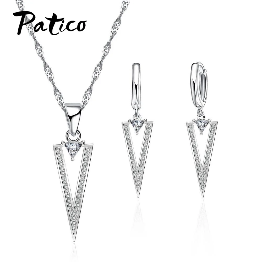 Creative Cubic Zircon Pendants Necklace Earrings 925 Sterling Silver Conical Hanging Triangle Model Prom for Women
Creative Cubic Zircon Pendants Necklace Earrings 925 Sterling Silver Conical Hanging Triangle Model Prom for Women