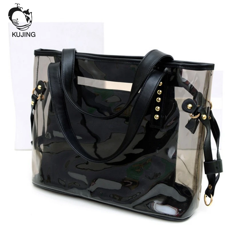 Фото KUJING женская модная сумка качественная прозрачная дешевая для покупок на плечо