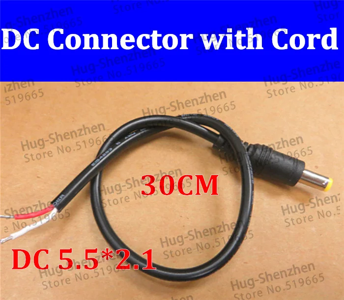 High quality 50pcs DC male head 5.5*2.1 surveillance camera power connector Tuning fork power DC plug cable wire 30cm
High quality 50pcs DC male head 5.5*2.1 surveillance camera power connector Tuning fork power DC plug cable wire 30cm