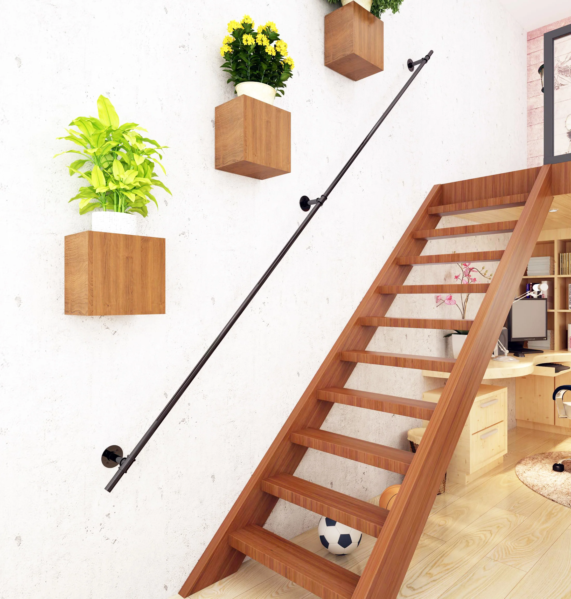 DIYHD Industrial Black Iron Loft Pipe Handrail for Stairs,Rustic Black,Straight Style
DIYHD Industrial Black Iron Loft Pipe Handrail for Stairs,Rustic Black,Straight Style