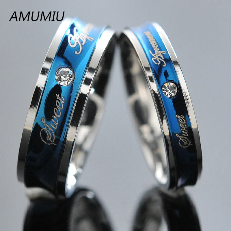 Мужские и женские обручальные кольца AMUMIU из нержавеющей стали золотистого цвета