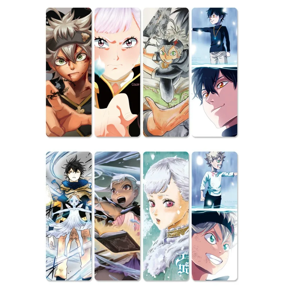 8pcs Anime Black Clover Bookmarks Waterproof Transparent PVC Plastic Bookmark Beautiful Book Marks Gift | Этикетки индексы и