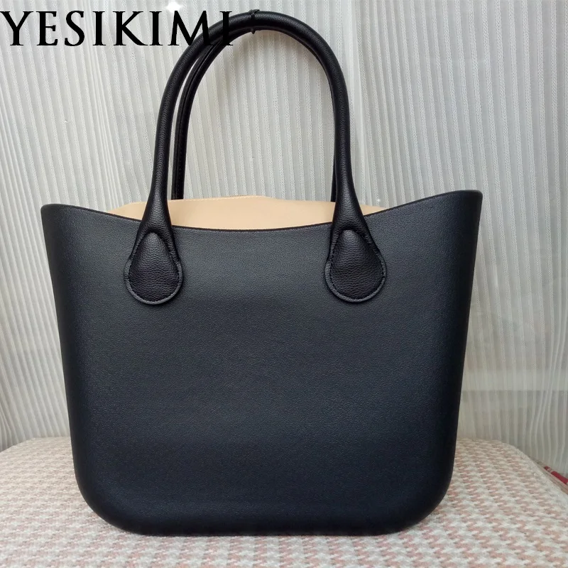 

Черная силиконовая сумка для женщин, повседневный тоут, летние пляжные кошельки, дизайнерская сумочка 42 см с вставкой цвета хаки