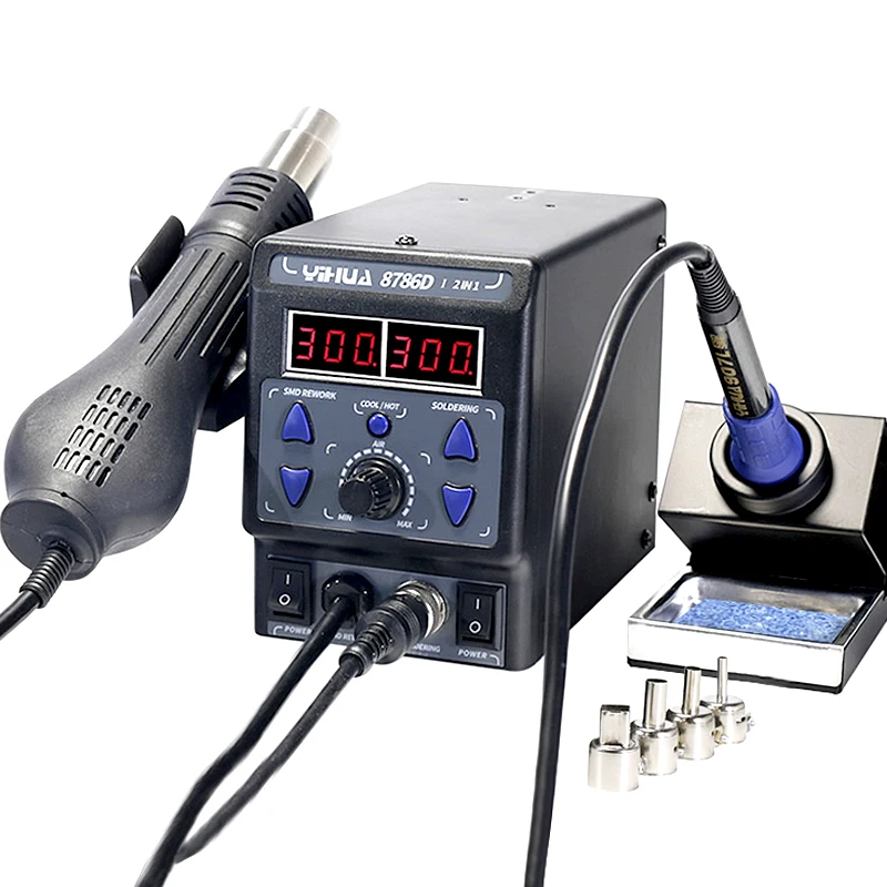 New upgrade YIHUA 8786D-I Soldering Station Hot air gun electric Soldering iron 2IN1 Constant temperature digital display Adjust
New upgrade YIHUA 8786D-I Soldering Station Hot air gun electric Soldering iron 2IN1 Constant temperature digital display Adjust
