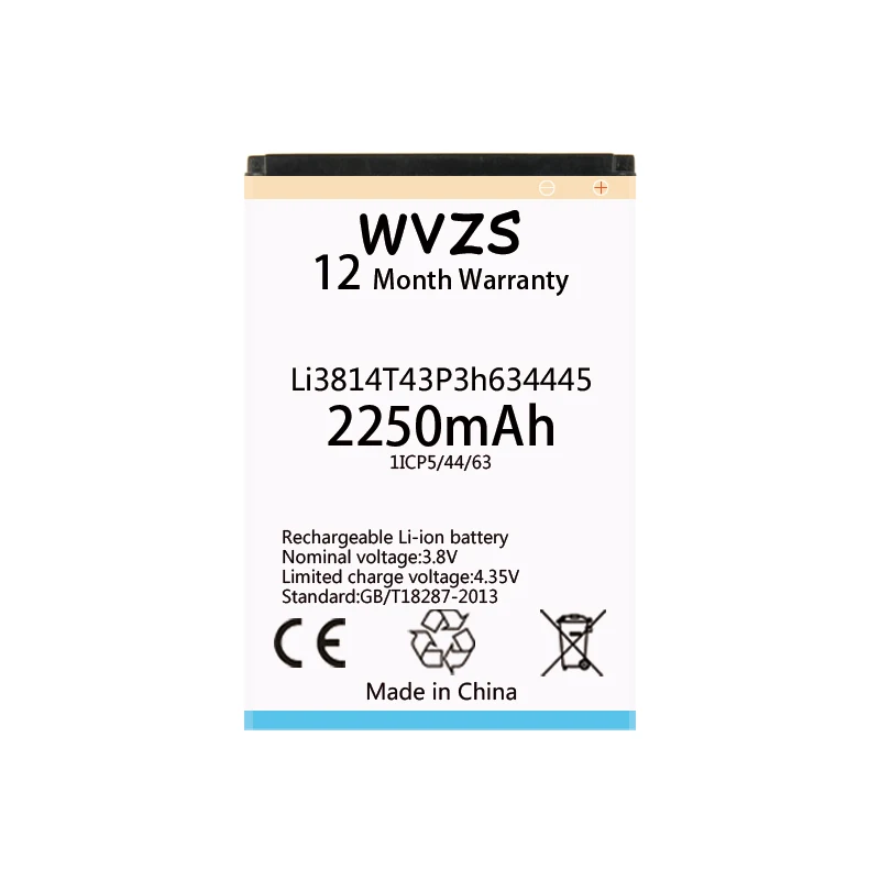 Wvzs 2250 мАч Высококачественный литий ионный аккумулятор Li3814T43P3h634445 для zte Blade L110 A112