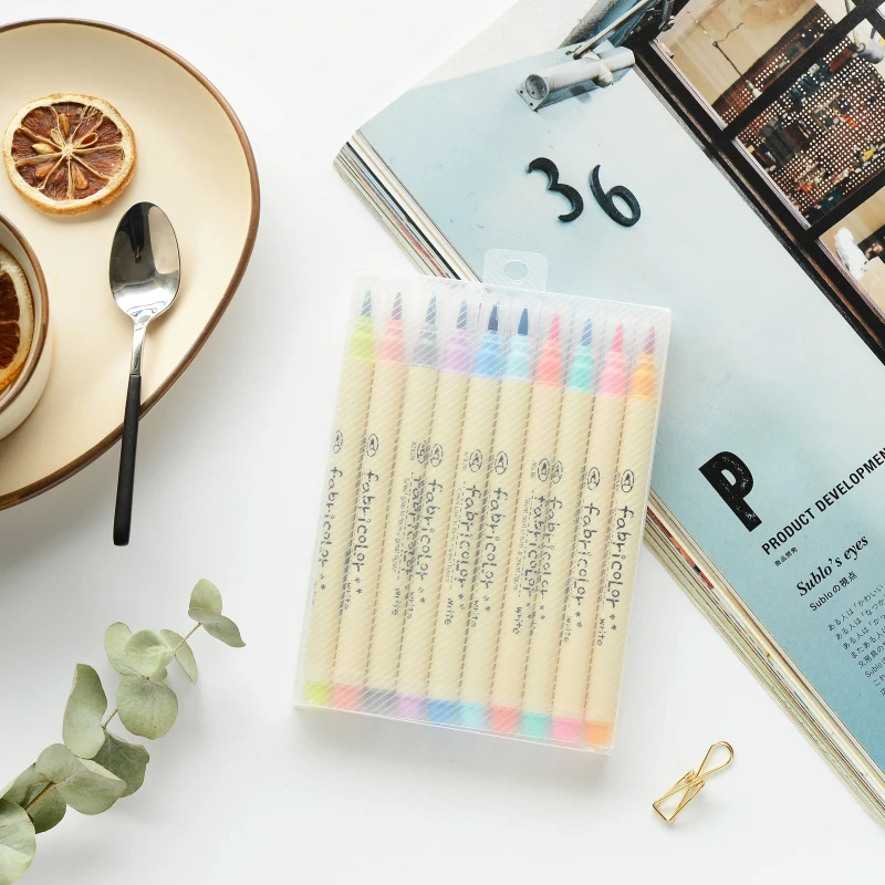 10 pcs Fabric Color marker pen Soft brush Calligraphy Hand writing pens Drawing Scrapbook art Stationery School supplies EB805
10 pcs Fabric Color marker pen Soft brush Calligraphy Hand writing pens Drawing Scrapbook art Stationery School supplies EB805