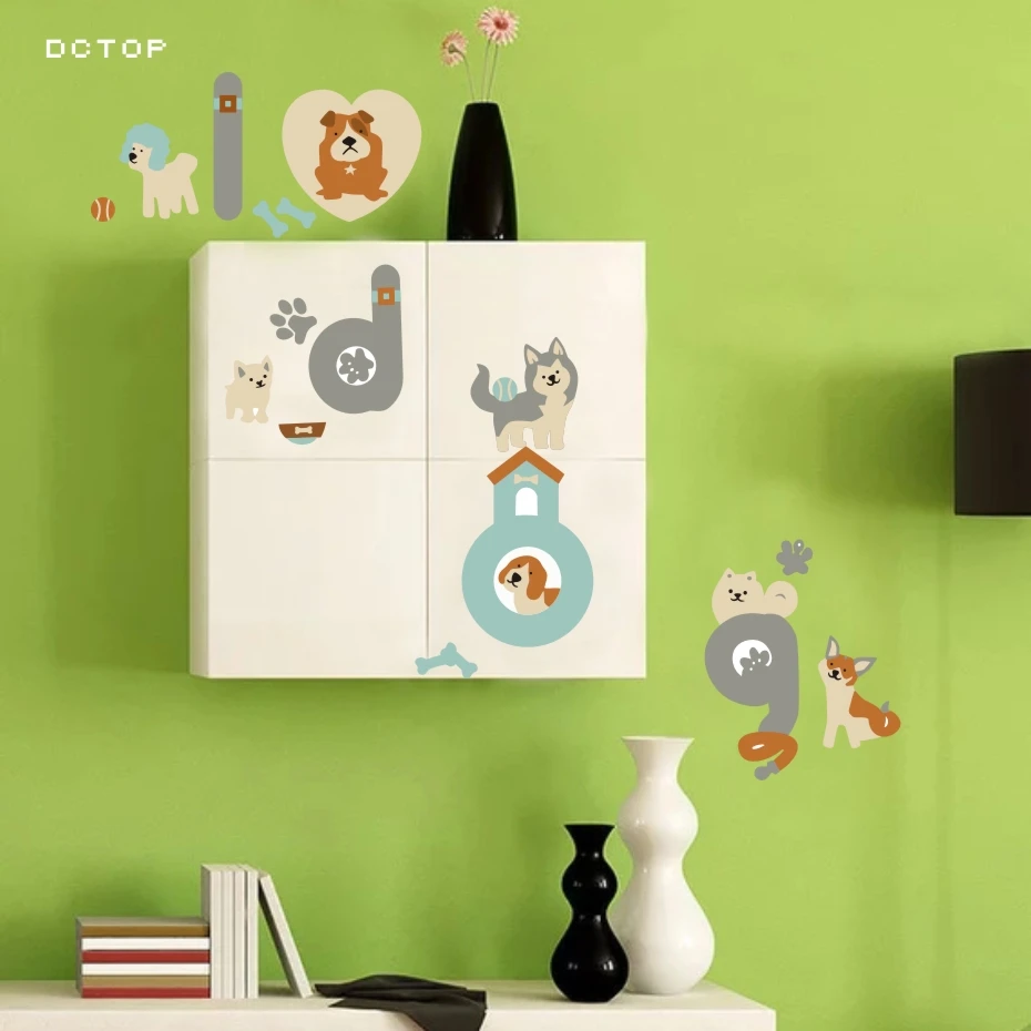 Doggy Friends настенный арт Декор стикер для детской комнаты декор ванной Сибирский