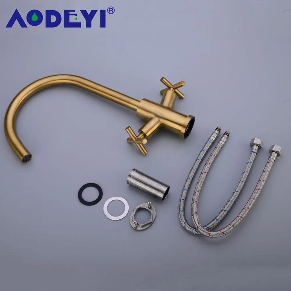 AODEYI Promotion Solid Brass Hot And Cold Kitchen Faucet Sink Mixer Tap With Aerator Sink Faucet Brushed Gold/Black 13-022
AODEYI Promotion Solid Brass Hot And Cold Kitchen Faucet Sink Mixer Tap With Aerator Sink Faucet Brushed Gold/Black 13-022