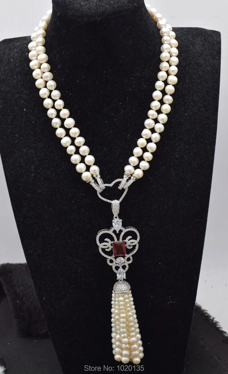 2 ряда белого пресноводного жемчуга, круглый красный циркон колье с подвеской в виде кисточки, 18-19 дюймов, оптовая продажа, натуральный подарок, скидка FPPJ
2 ряда белого пресноводного жемчуга, круглый красный циркон колье с подвеской в виде кисточки, 18-19 дюймов, оптовая продажа, натуральный подарок, скидка FPPJ