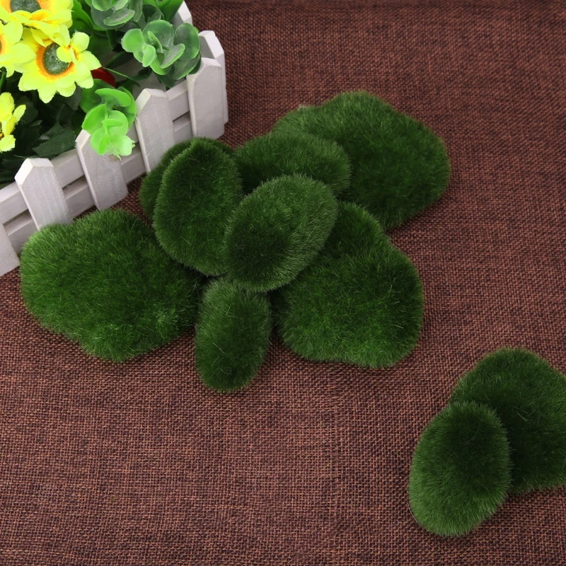 Зеленые искусственные камни покрытые мхом 10 шт.|garden decoration|artificial moss stonesartificial grass