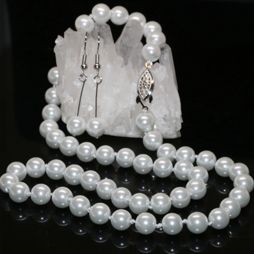 White 8mm round simulated-pearl shell beads necklace earrings high grade women fashion free shipping jewelry set 18inch B2361
White 8mm round simulated-pearl shell beads necklace earrings high grade women fashion free shipping jewelry set 18inch B2361