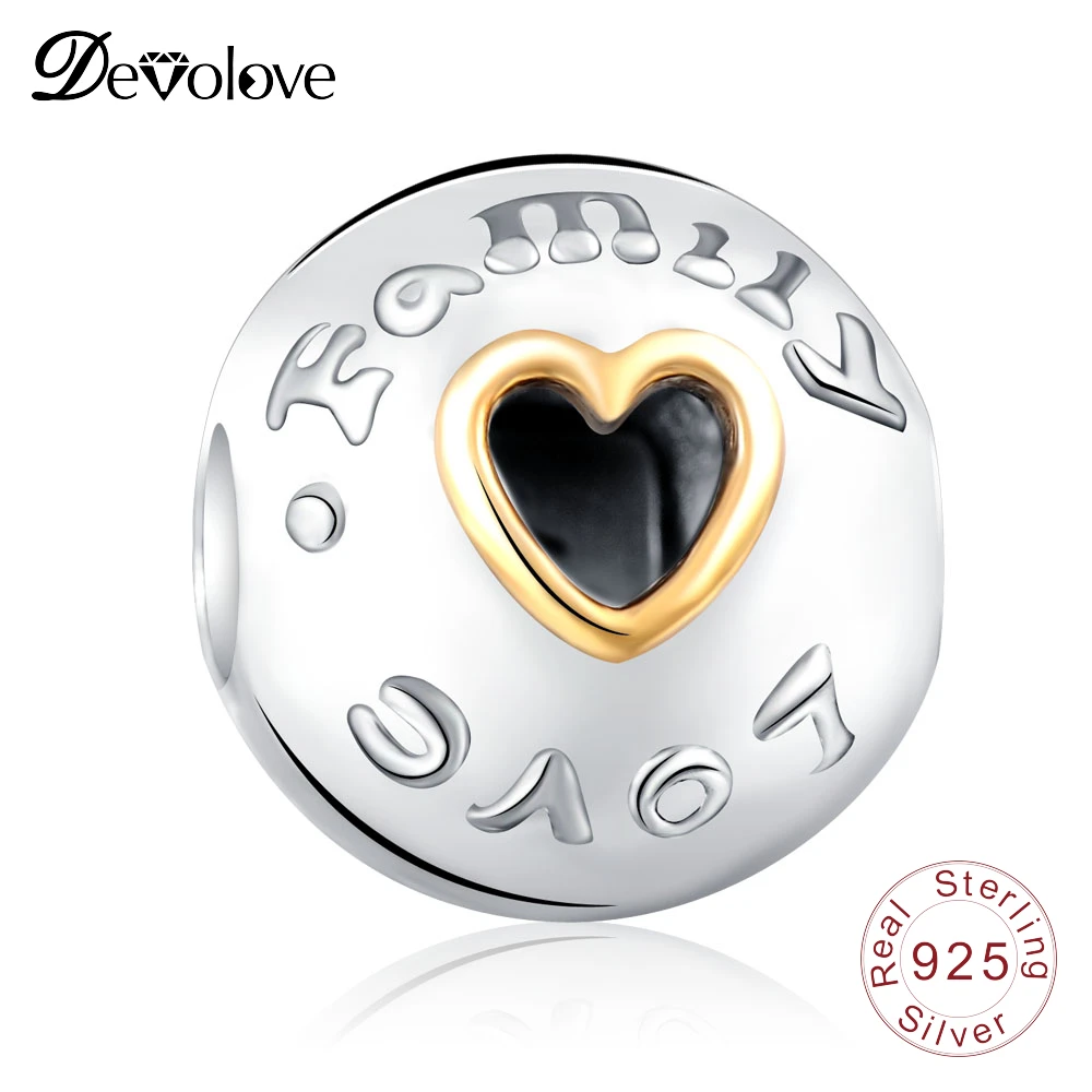 Devolove 100% натуральная 925 пробы серебро Семья и Любовь Шарм бисер Fit оригинальный