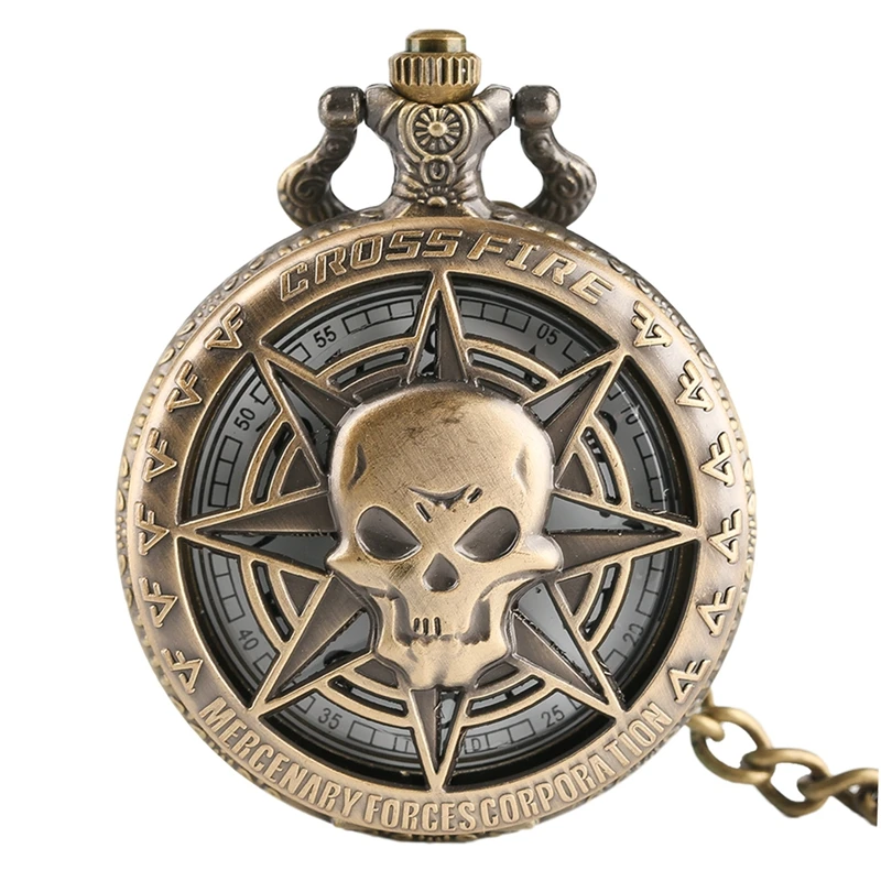 Retro Bronze Steampunk Hollow Caribbean Pirate Skull Head Horror Quartz Pocket Watch with One Piece Necklace Chain for Men Women
Retro Bronze Steampunk Hollow Caribbean Pirate Skull Head Horror Quartz Pocket Watch with One Piece Necklace Chain for Men Women