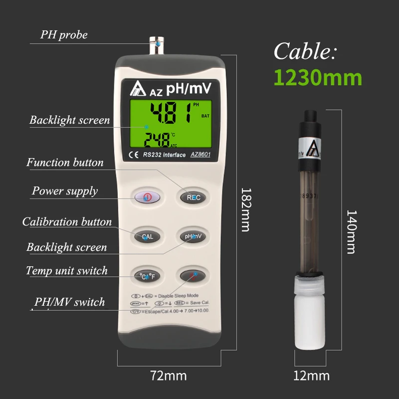 Handheld PH/ORP Meter Waterproof High Precision PH Monitor Water Quality Tester
Handheld PH/ORP Meter Waterproof High Precision PH Monitor Water Quality Tester