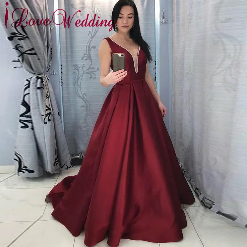 New Fashion Wine Red Evening Dress A Line Sexy V Neck Satin Custom made Open Back Sexy Evening Dresses Long
New Fashion Wine Red Evening Dress A Line Sexy V Neck Satin Custom made Open Back Sexy Evening Dresses Long