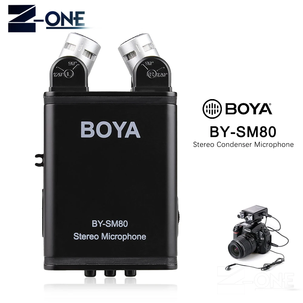

BOYA BY-SM80 Bi-directional Stereo Video Microphone with Windshield for Canon Nikon Pentax DSLR Camera Camcorder