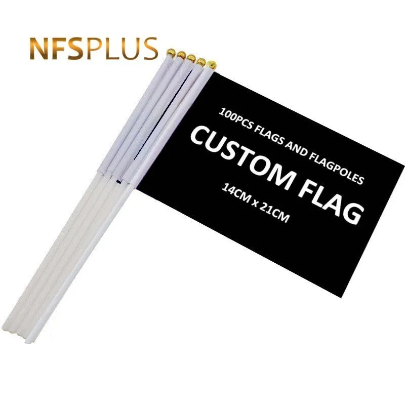 14x21cm Custom Flag Polyester Printed Handheld Flags With Plastic Flagpoles For Decoration Celebration Parade Sports
14x21cm Custom Flag Polyester Printed Handheld Flags With Plastic Flagpoles For Decoration Celebration Parade Sports