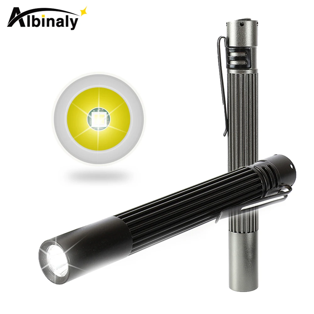 Portable pen clip LED Flashlight Non-slip waterproof aluminum alloy Super bright mini torch Powered by 2 AAA batteries
Portable pen clip LED Flashlight Non-slip waterproof aluminum alloy Super bright mini torch Powered by 2 AAA batteries