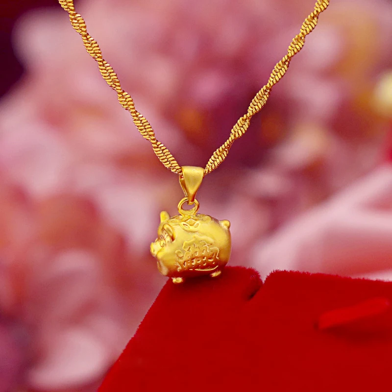 Unique Luck Copper Pig Pendant Necklace For Women Girl Gift High Quality Gold Color Zodiacs Animal Chokers Dropshipping Jewelry | Украшения