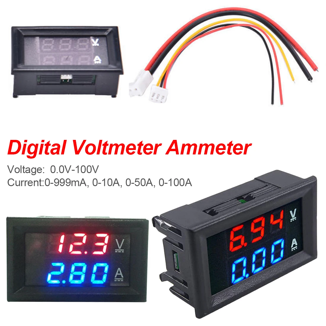 2 in 1 0.56" Voltage Current Meter Digital Voltmeter Ammeter Panel Dual 3 Bit LED Screen Display DC 100V 10A Measuring Tool
2 in 1 0.56" Voltage Current Meter Digital Voltmeter Ammeter Panel Dual 3 Bit LED Screen Display DC 100V 10A Measuring Tool