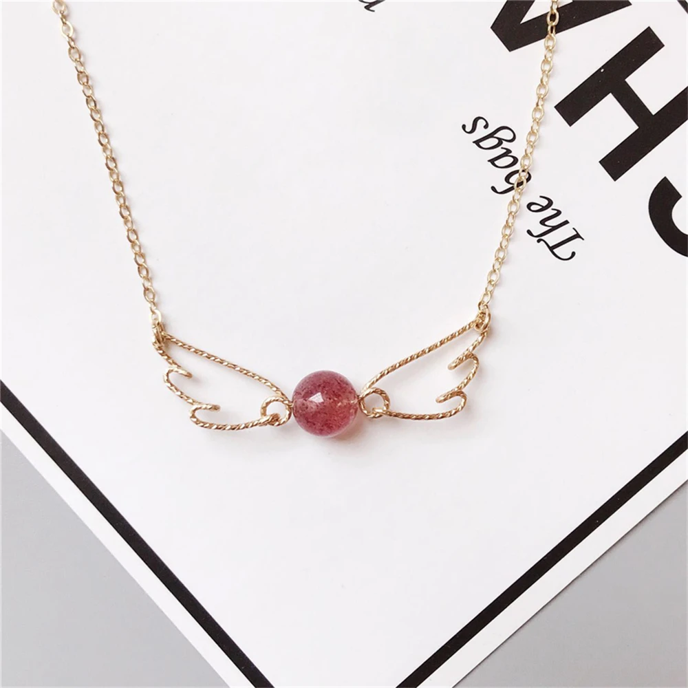 Gold Filled Angel Wings Necklaces Kolye Choker Handmade Natural Strawberry Quartz Pendants Collares Chocker Jewelry For Women
Gold Filled Angel Wings Necklaces Kolye Choker Handmade Natural Strawberry Quartz Pendants Collares Chocker Jewelry For Women