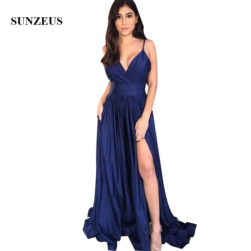 A-line Spaghetti Straps Bridesmaids Dresses V-neck Navy Blue Wedding Guest Dress Long Jersey Party Gowns damas de honor
A-line Spaghetti Straps Bridesmaids Dresses V-neck Navy Blue Wedding Guest Dress Long Jersey Party Gowns damas de honor