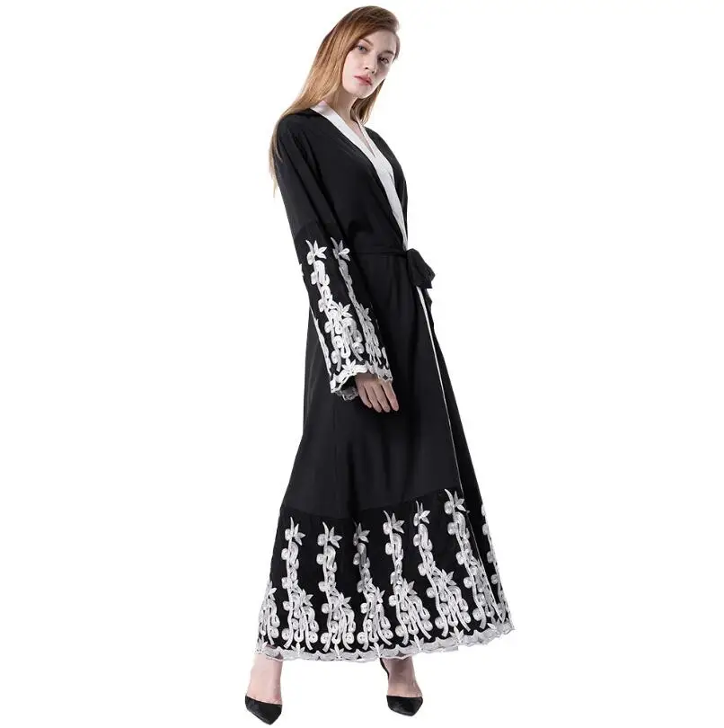 2018 новые женские мусульманские модные сетчатые вышитые свободные кардиганы
