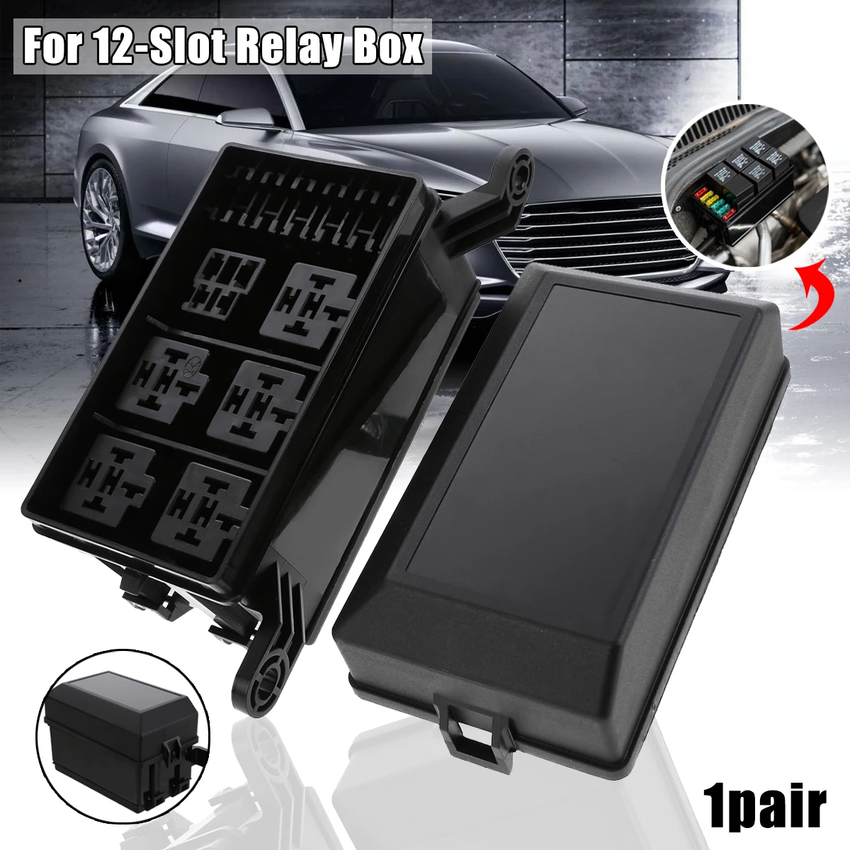 12-Slot Relay Box 6 Relays 6 ATC/ATO Fuses Holder Block+41pcs Metallic Pins for Truck SUV Car Bike Boat
12-Slot Relay Box 6 Relays 6 ATC/ATO Fuses Holder Block+41pcs Metallic Pins for Truck SUV Car Bike Boat